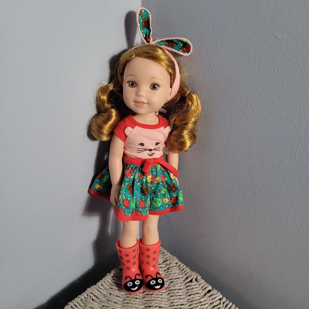 American Girl Wellie Wishers 14” Doll Willa Original Meet Outfit Boots